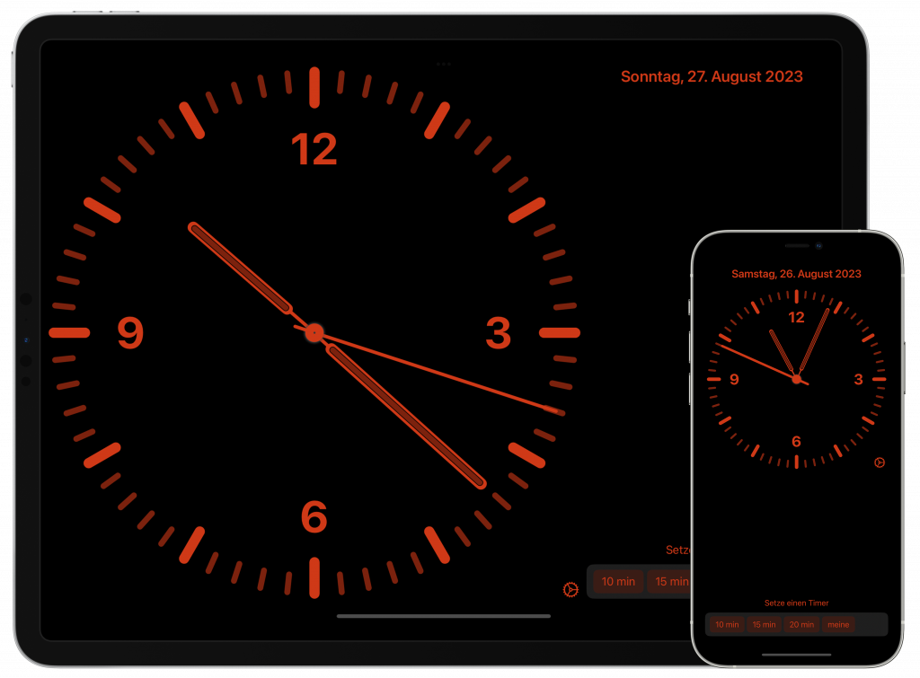 Bild mit der Quick Timer Clock App auf iPad und iPhone